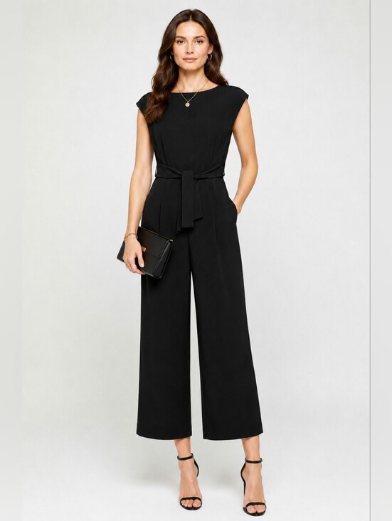 Calvin Klein Pants - 👠 CK Wide-Leg Jumpsuit with Tie Belt & Pockets - Worn Once/EUC!